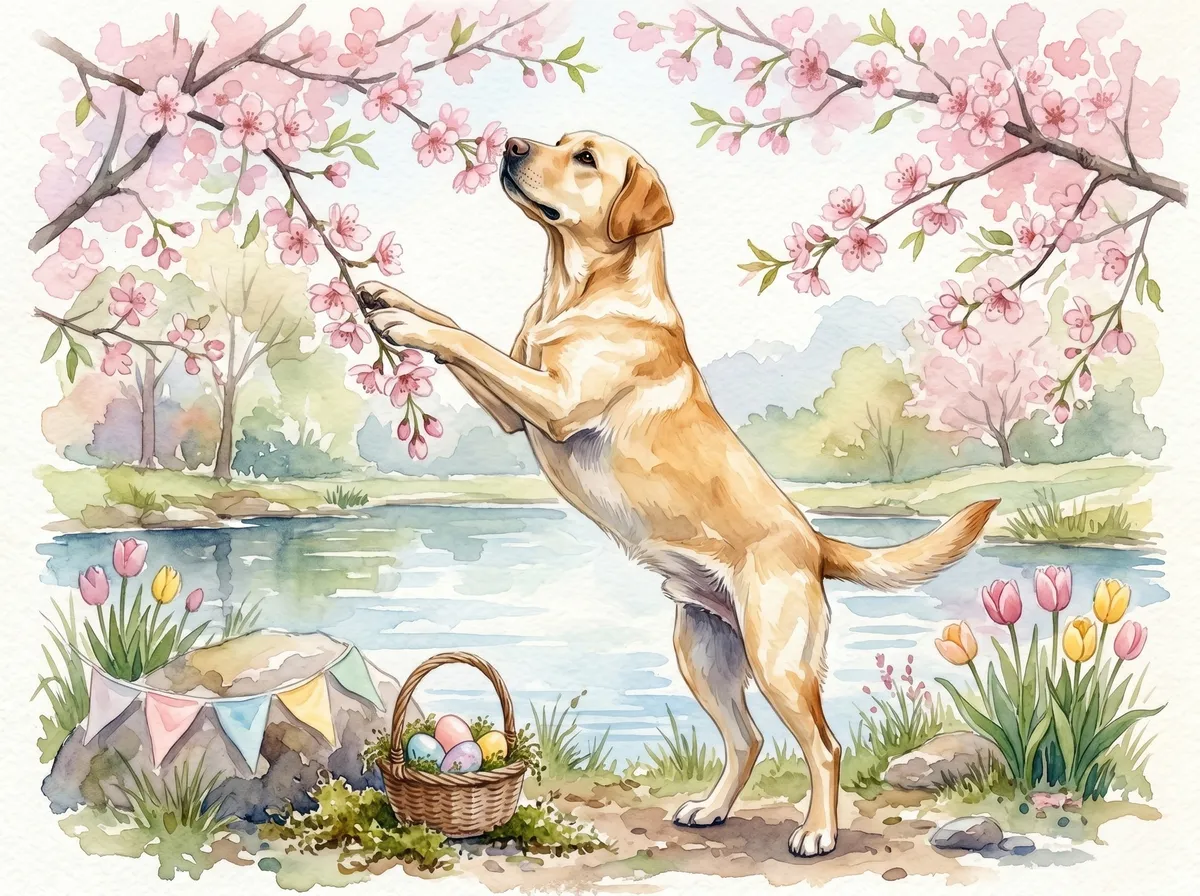 Labrador Retriever watercolor calendar month 4